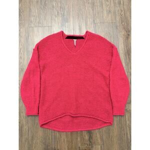 Free People XS Oversized Sweater All Mine Hot Pink Alpaca Bl Slouchy Valentines